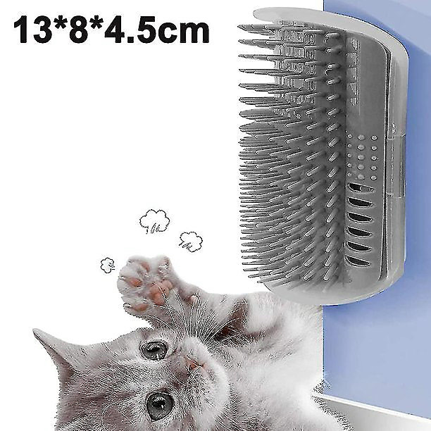 Wall-mounted cat groomer with self-massage comb