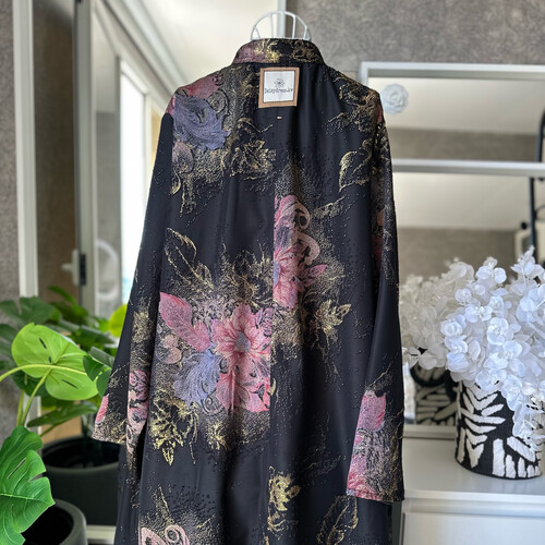 دراعة شيفون شتوي وردي