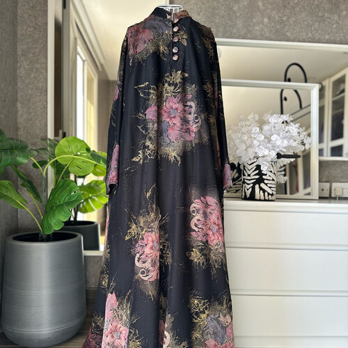 دراعة شيفون شتوي وردي