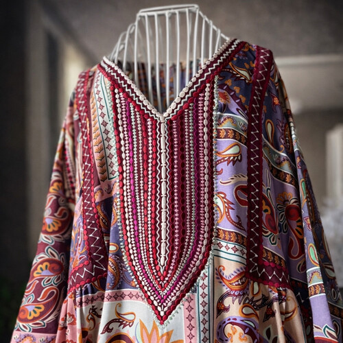 دراعة تقليدية مطرزة-عنابي