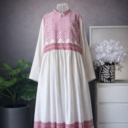 دبل كلوش قطن هندي - وردي