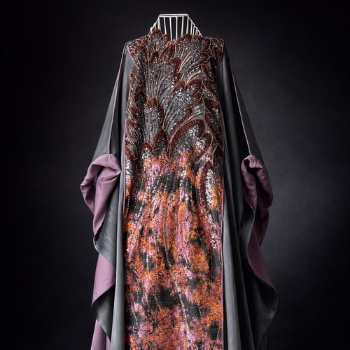 دراعة حرير كرستال وشك -سلفر