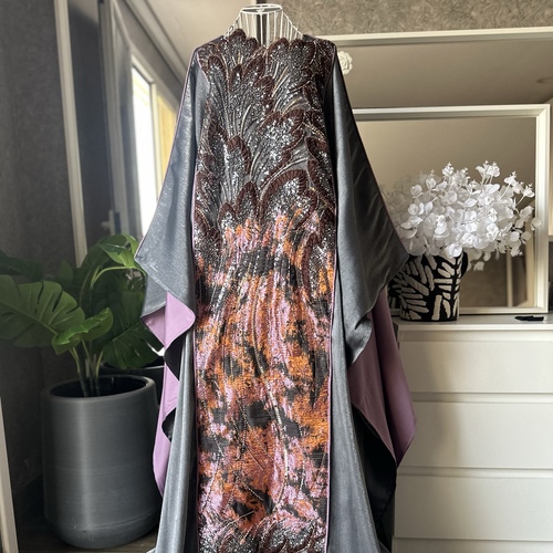 دراعة حرير كرستال وشك -سلفر