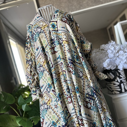 فستان تربل كلوش- كريمي