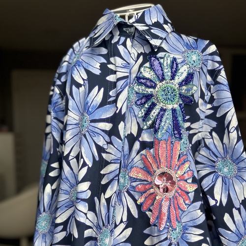 قميص ورود وشك-ازرق وبنفسجي