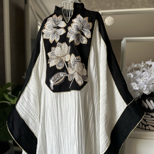 دراعة فراشة-اسود وابيض