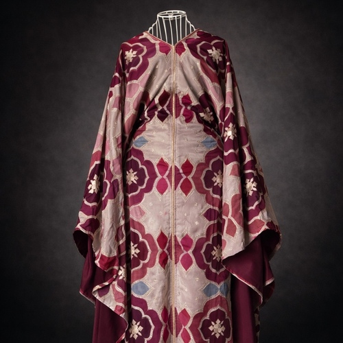 دراعة شيفون مطرز-برغندي