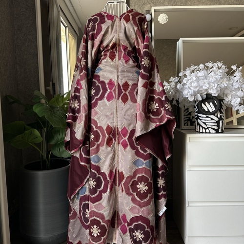 دراعة شيفون مطرز-برغندي