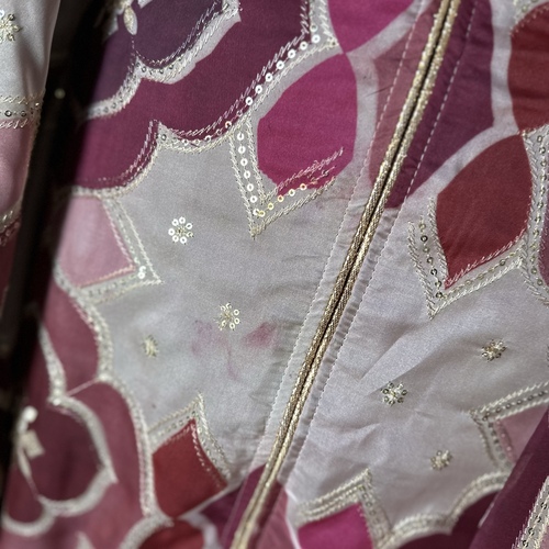 دراعة شيفون مطرز-برغندي