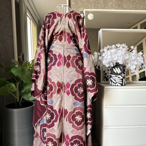 دراعة شيفون مطرز-برغندي