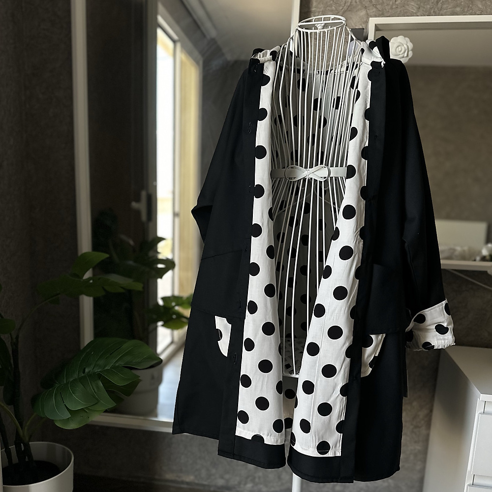 polka dots black top