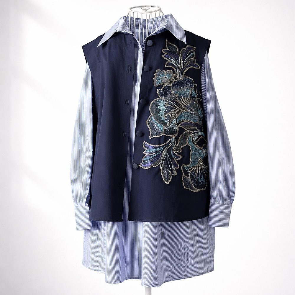 قميص وفست شك -كحلي