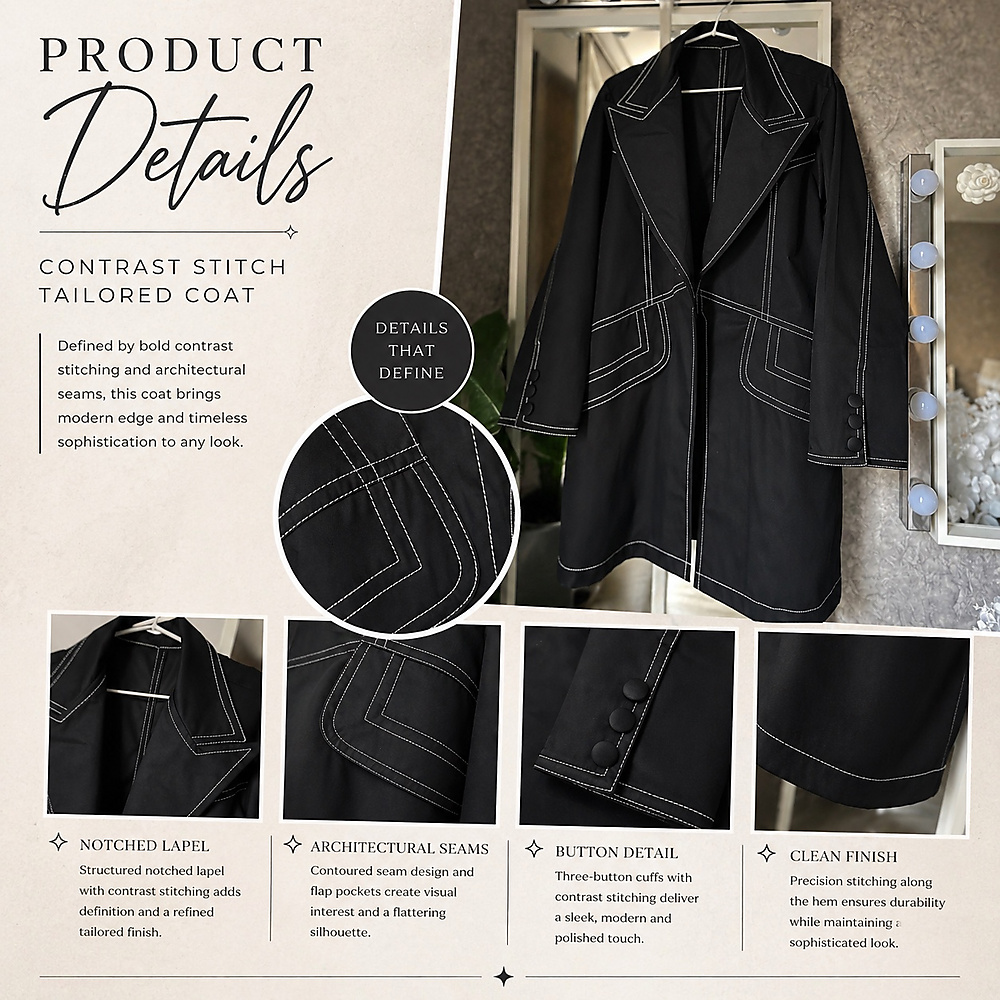 black blazer white stitch