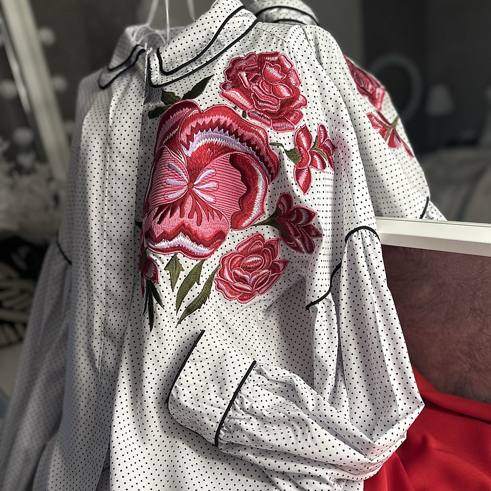 embroidery roses top