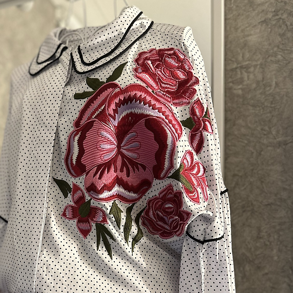 embroidery roses top