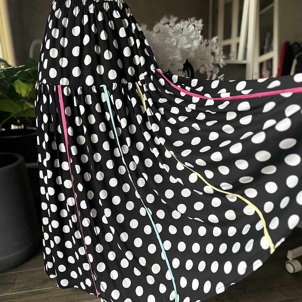 black polka skirt