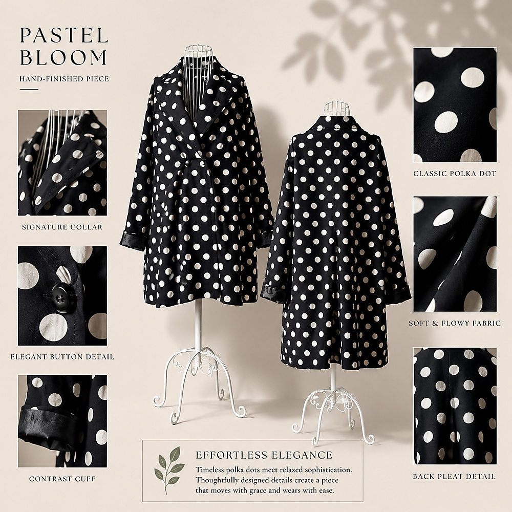 polka blazer black