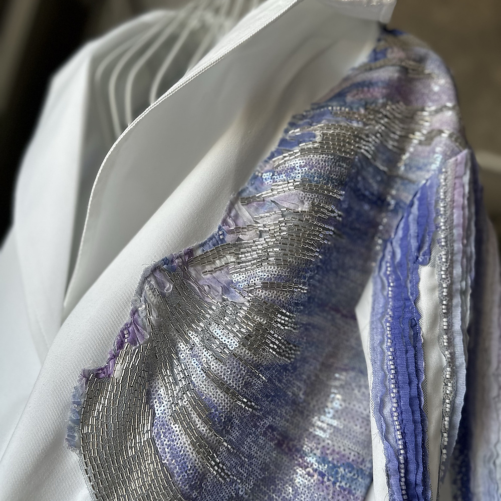 purple white blazer