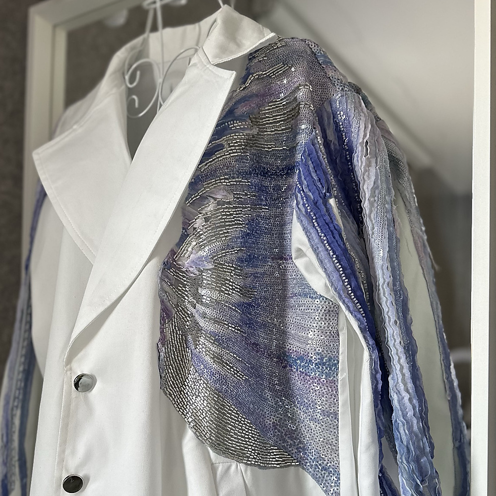purple white blazer