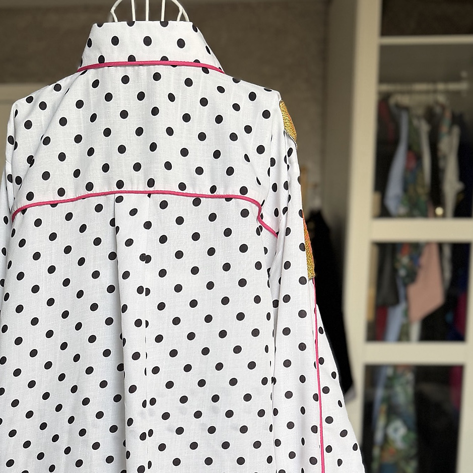 polka fower - fuschia  x white