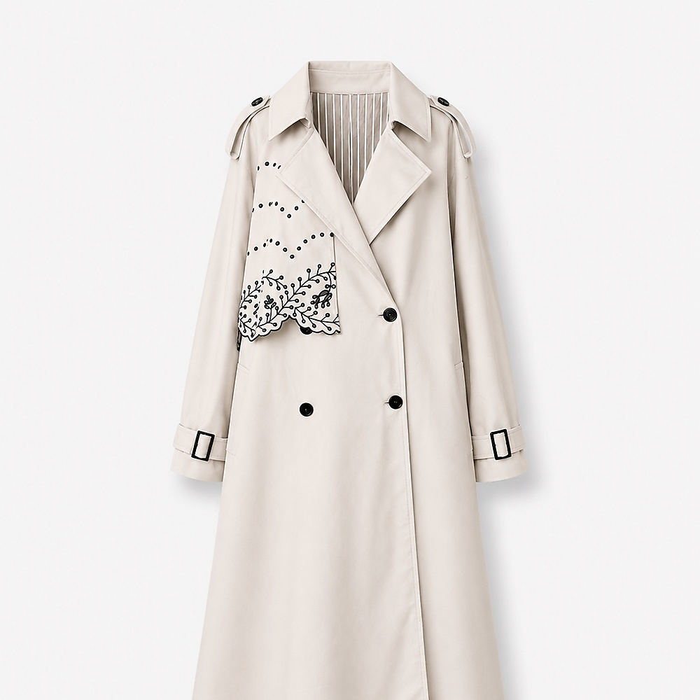 embroidery trench beige