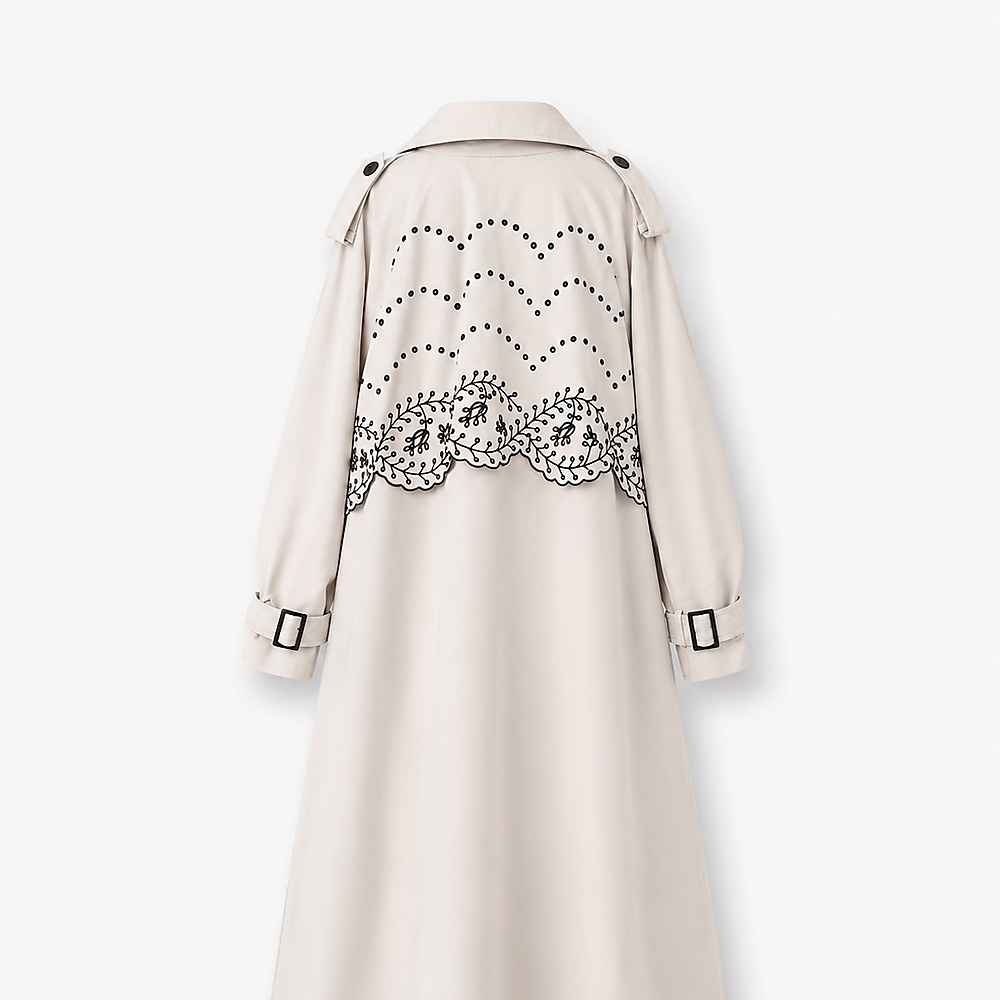 embroidery trench beige