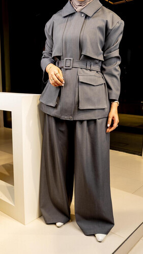 بدلة رسميه من قطعتين اللون رمادي