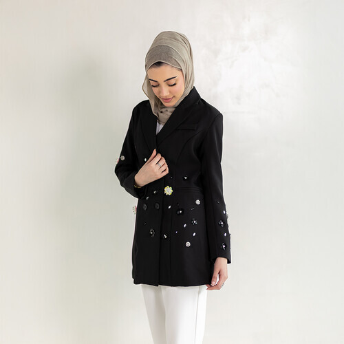 معطف بدلة أسود فاخر