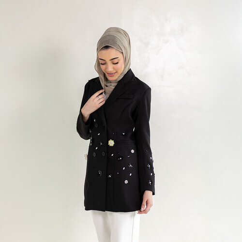 معطف بدلة أسود فاخر