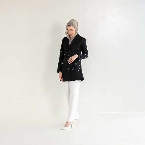 معطف بدلة أسود فاخر