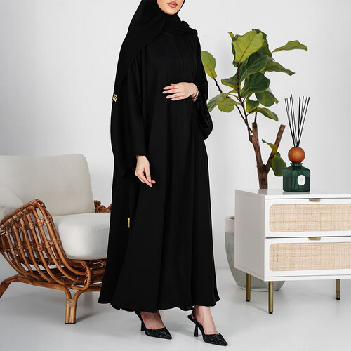 عبايه ساده دبل جاينيز مسكره اوطباقي