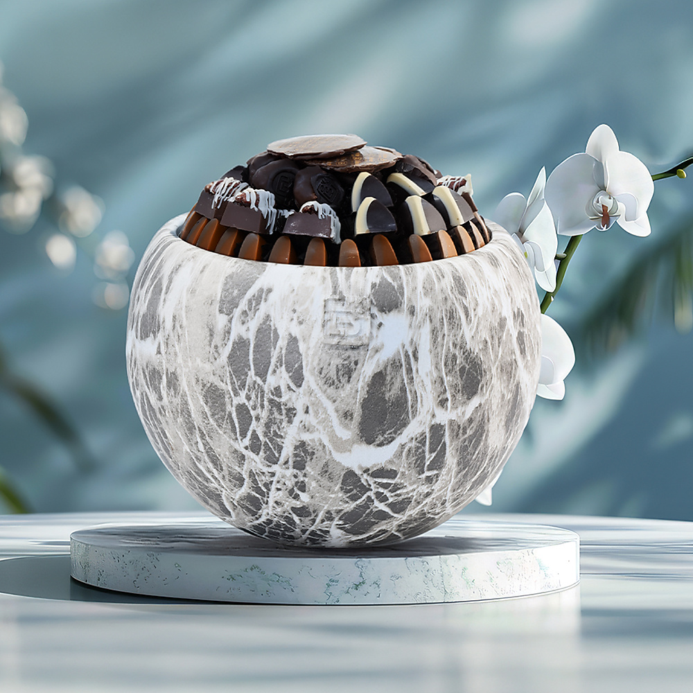 Round marble ceramic tray
