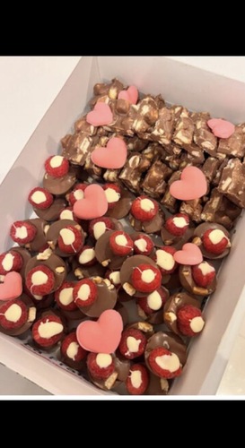 Half rocky road half raspberry bites