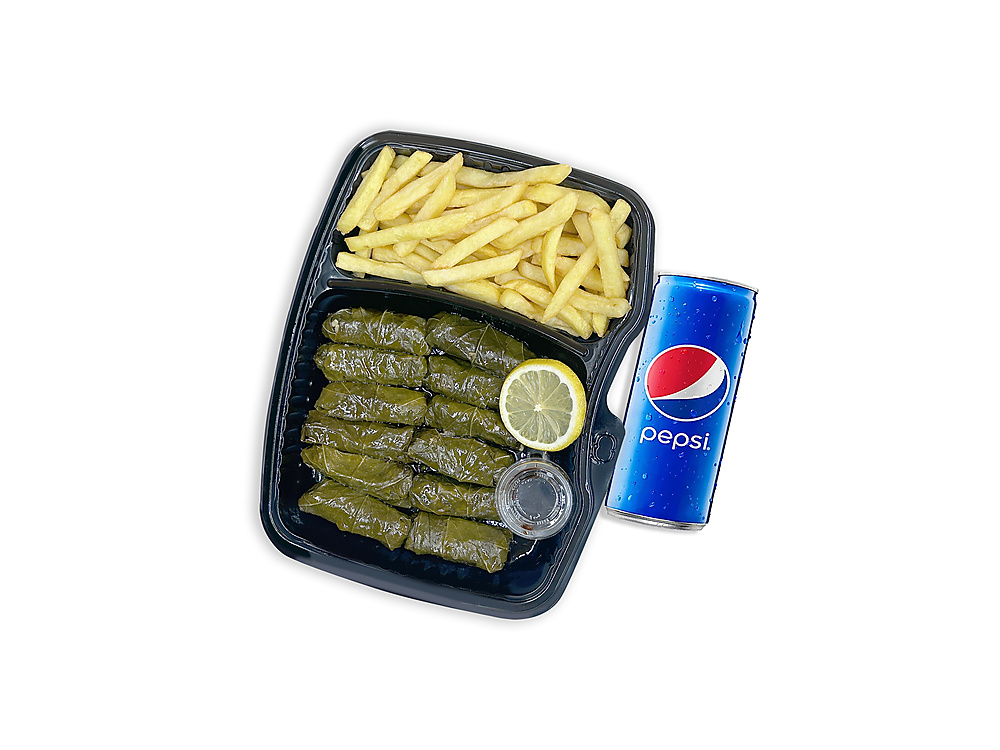 وجبه ورق عنب مع شيبس و مشروب غازي