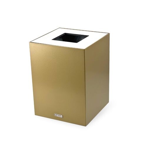 Waste Bin - Brass & Off-White Wooden Lid