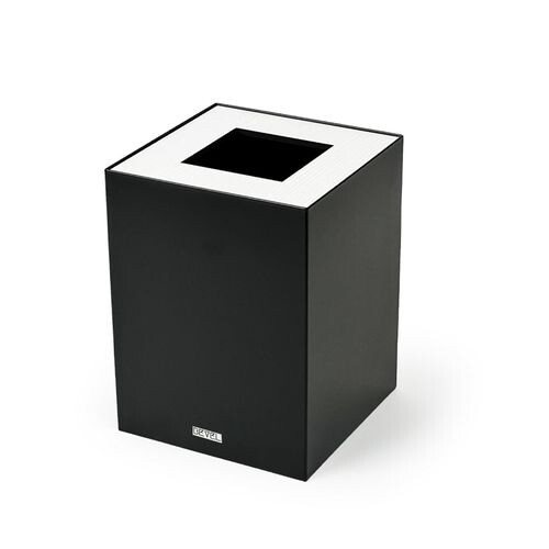 Waste Bin -  Black & Off-White Wood Lid
