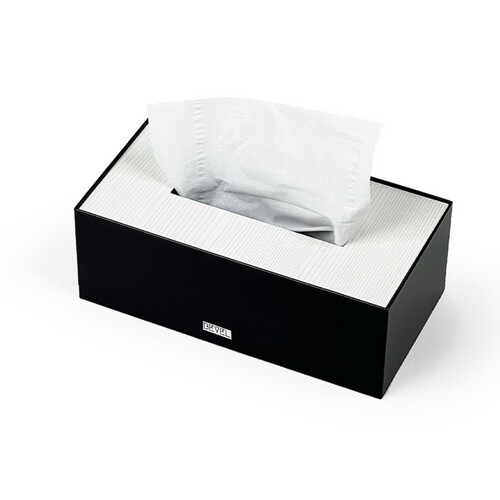 Tissue Box - Black & Off-White Wooden Lid