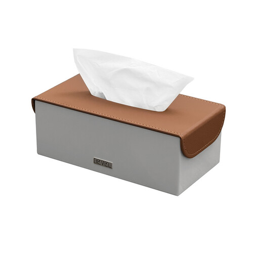 Tissue Box - Light Grey & Tan
