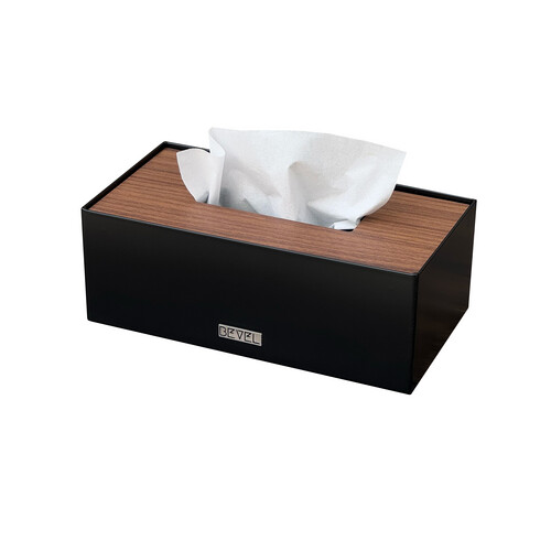 Tissue Box - Black & Medium Brown Wooden Lid