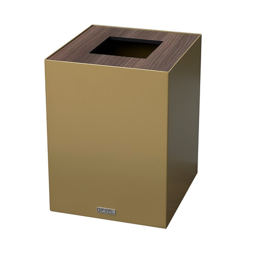 Waste Bin -  Brass & Dark Brown Wooden Lid