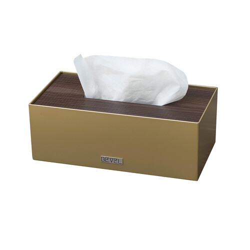 Tissue Box - Brass & Dark Brown Wooden Lid