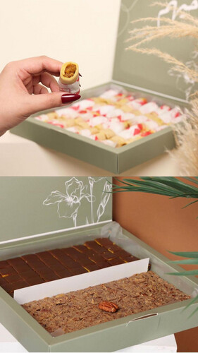 Pecan with chocolate caramel and tortilla rolls