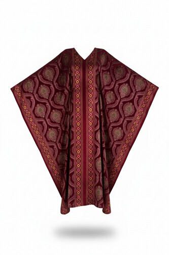 شيفون مخمل عنابي مع حزام داخلي