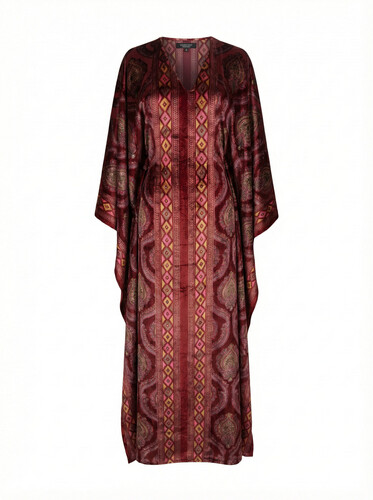 شيفون مخمل عنابي مع حزام داخلي