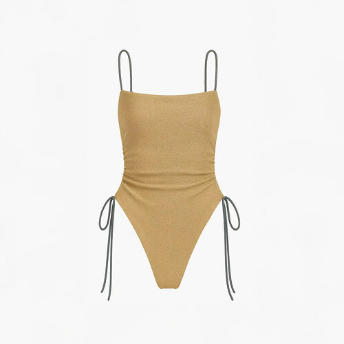 shimmery gold one piece swimsuit
