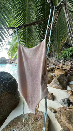 shimmery gold one piece swimsuit