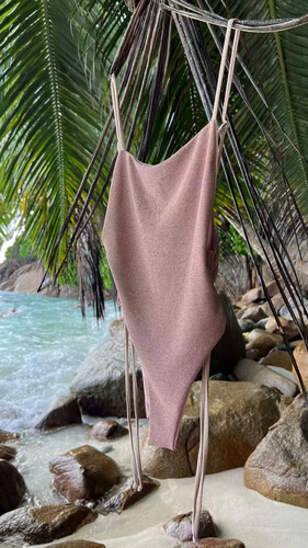 shimmery bronze swimsuit