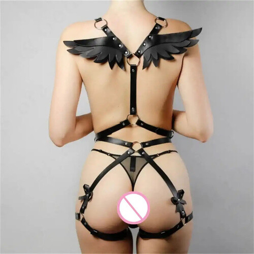 Lather angel wing with harness set - white - 17