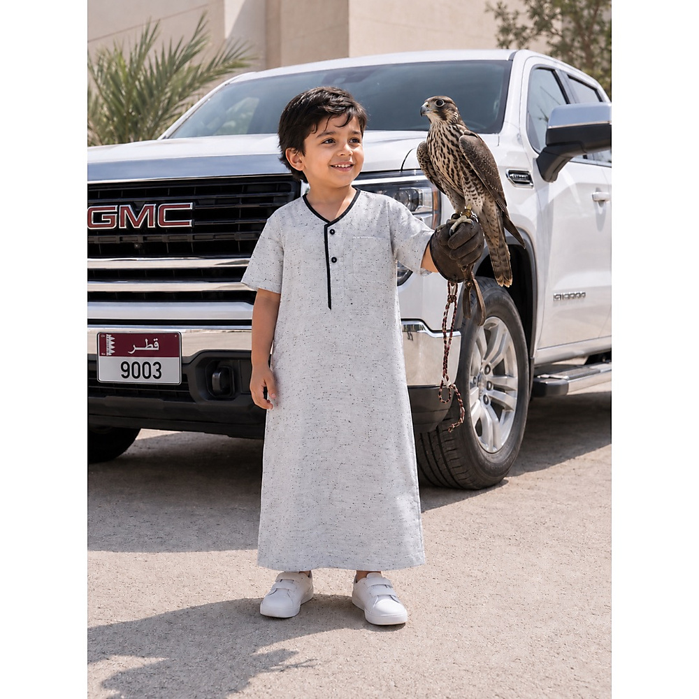 Grey cotton Jalabiya