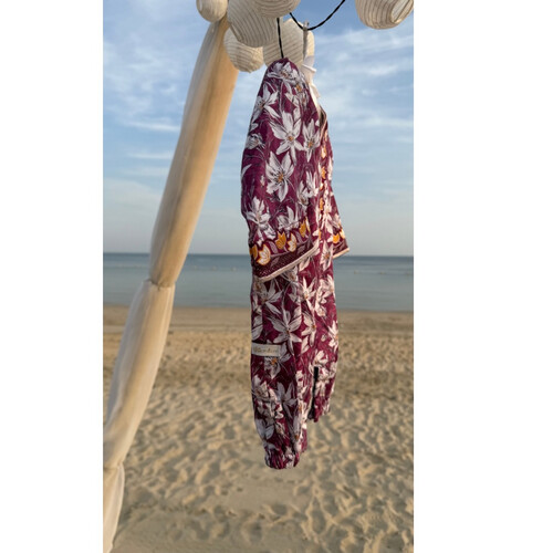 اوڤراول مطرز من خام قطني وباللون الرماني